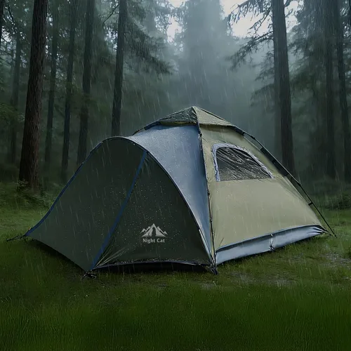 Vista 5 de Night Cat Pop Up Tent 2-3 Persons Instant Set Up Tent with Footprint Tarp & Porch, Automatic Double Layer Waterproof Camping Tent with Rainfly