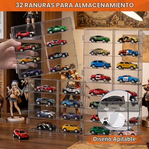 Vista 2 de CHONOVO Vitrina negra para coche de juguete 1/64 para Matchbox Hot Wheels Negro-4p
