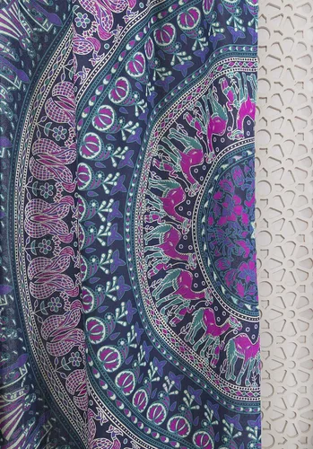 Vista 3 de Popular Handicrafts Paneles de Cortina Mandala Hippie Bohemio Indio de Elefante Hermoso Color Azul