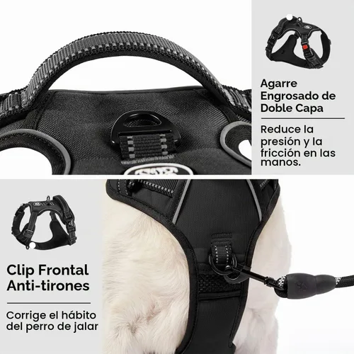 Vista 5 de IVY&LANE Arnés sin tirones para perros pequeños, arnés de chaleco para perro con correa, cinturón de seguridad y correa de almacenamiento, arnés