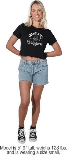 Vista 2 de Colección oficial de camisetas con diseño de mascota desgastada para mujer, color negro Grizzlies del estado de Adams