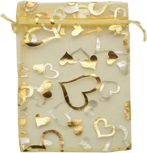 Vista 8 de YYaaloa 100 mini bolsas de organza mixta de corazón traslúcido de 2.7 x 3.5 pulgadas, con cordón elegante, bolsas de belleza para regalo, bolsas