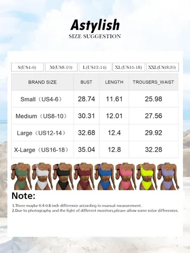 Vista 7 de Astylish Bikini de dos piezas para mujer, traje de baño con un hombro y corte alto