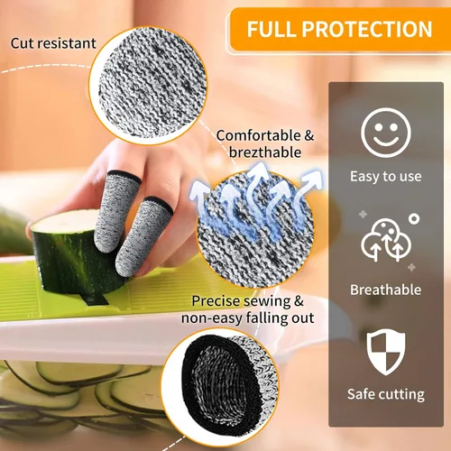 Vista 4 de Jupswan 8 protectores de dedos para cortar herramienta de cocina, protector de dedos de acero inoxidable para evitar dañar al cortar y cortar