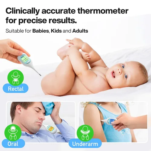 Vista 4 de Boncare Termómetro corporal basal de 9 segundos para ovulación, termómetro oral para adultos y niños, termómetro rectal preciso, con alarma