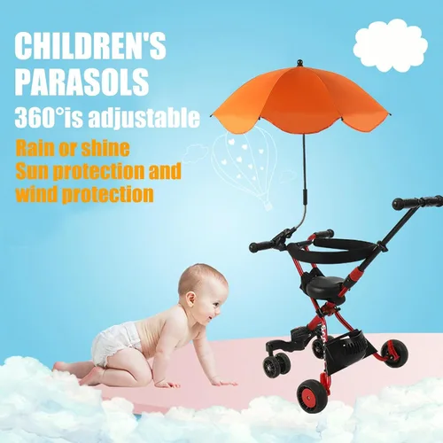 Vista 2 de Cochecito de bebé con abrazadera ajustable, sombrilla de protección para niños, paraguas con clip, sombrilla de 8 huesos para cochecito, silla