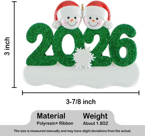 Vista 6 de Adorno de Navidad familiar personalizado 2025 – Adorno de árbol de Navidad de pareja de muñeco de nieve – Adornos colgantes decorativos – Regalos