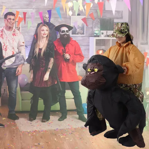 Vista 9 de TOPINCN Disfraz inflable para adultos, divertidos disfraces de chimpancé para adultos, disfraces inflables de Halloween, disfraces de cosplay