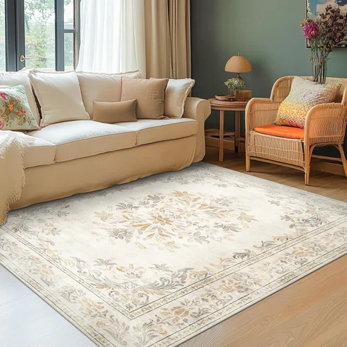 Vista 170 de jinchan Fiora - Alfombra lavable de área pequeña, alfombra de entrada floral de medio círculo de 2 x 3, tapete de media luna de pelo bajo, suave