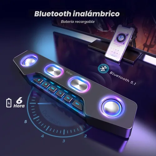 Vista 5 de Fifine - Altavoces de PC para computadora de escritorio, altavoces Bluetooth inalámbricos para juegos, transmisión, fiesta, deportes electrónicos