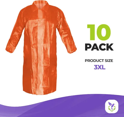 Vista 2 de AMZ Blue Disposable Lab Coats for Adults. 40 GSM PP + PE Unisex Disposable Lab Coat with Front Snaps, Elastic Wrists