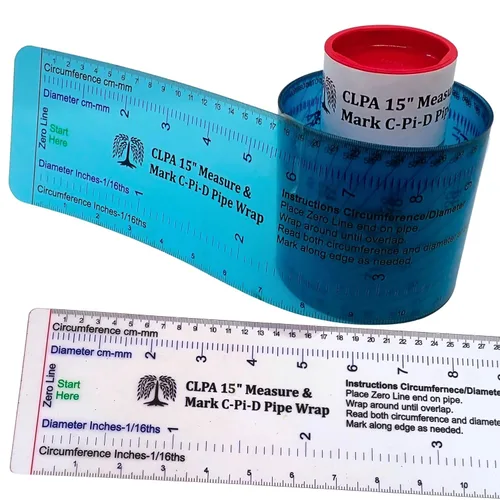 Vista 10 de Medida de 6" de diámetro y marca C-Pi-D Envoltura alrededor de tubo - Una herramienta de medición y marcado de tubos, y guía de corte de tubos.