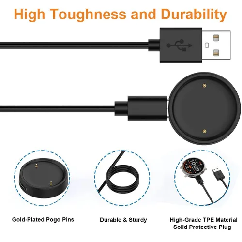 Vista 3 de [Paquete de 2] Cargador compatible con Amazfit Bip 6/Active 2, cable de carga de repuesto para reloj inteligente Amazfit Active 2/Bip 6, 3.3