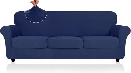 Vista 40 de ZNSAYOTX 2026 Funda de silla a rayas de 2 piezas (79 cm - 117 cm), funda de sillón elástica gruesa con banda elástica antideslizante y lazos