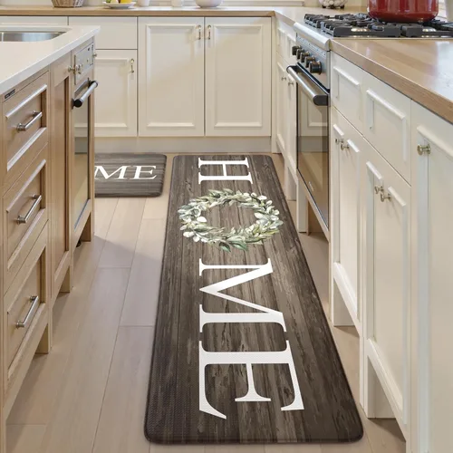 Vista 29 de KIMODE - Alfombra de cocina antifatiga para el piso, de 17.3 x 29 pulgadas, alfombra de cocina de estilo rústico, antideslizante, acolchada