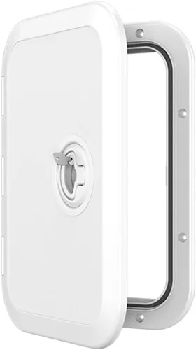 Vista 19 de SEAFLO Escotilla de acceso rectangular para cubierta de barco marino - Blanco/Negro, con cerradura y llave/Regular