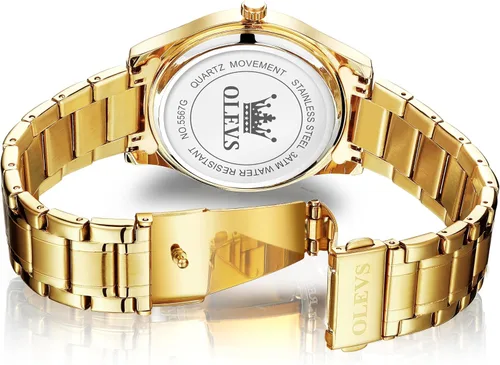 Vista 8 de OLEVS Men's Luxury Stainless Steel Watch Large Face Day Date Waterproof dorado (All Gold)