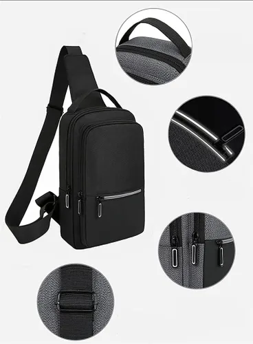 Vista 3 de Small Sling Bag Chest Purse Bag Casual Daypack with Earphone Hole