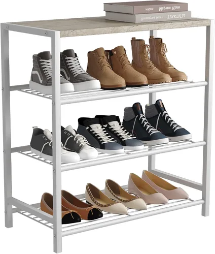 Vista 12 de HOMEFORT Zapatero de 5 niveles, estante de almacenamiento de zapatos, torre industrial para zapatos, organizador de zapatos estrecho para entrada