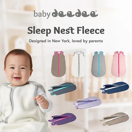 Vista 9 de Baby Deedee Sleep Nest - Saco de dormir de forro polar para bebé, gris, 6-18 meses Patented shoulder snaps and full-length zipper support easy