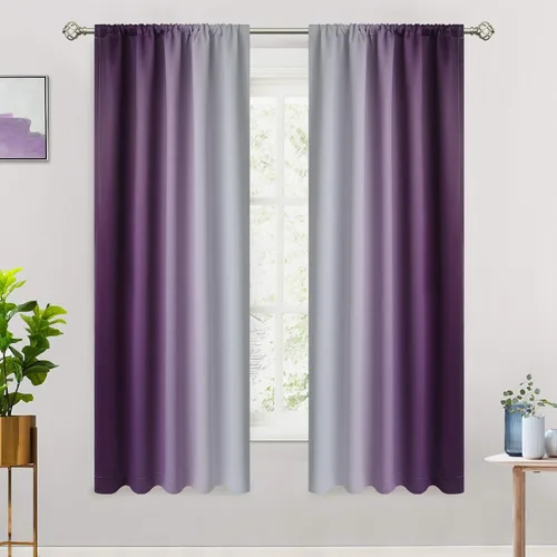 Vista 27 de COSVIYA Cortinas degradadas con dobladillo para cortinero, cortinas de oscurecimiento de habitación de 63 pulgadas de largo, cortinas degradadas