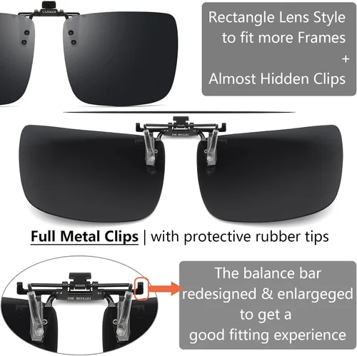 Vista 3 de CAXMAN Gafas de sol polarizadas con clip para hombres y mujeres, protección UV