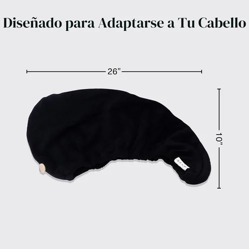 Vista 4 de Kitsch Toalla de pelo de microfibra para mujeres - Negro Ultra Absorbent Microfiber Hair Towels for All Hair Types – Anti-Frizz Hair Wrap Towels