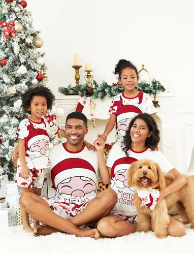 Vista 4 de PATPAT Conjunto de pijamas familiares a juego con estampado de dibujos animados, camisetas de manga corta y pantalones cortos para dormir