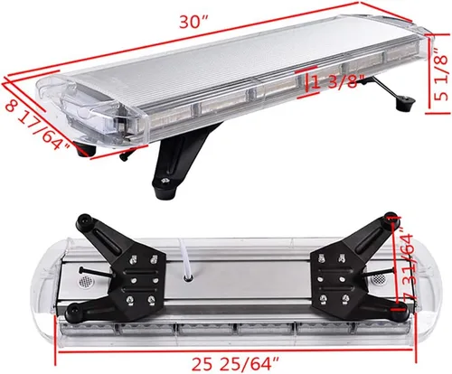 Vista 2 de Corp Set ámbar de advertencia de emergencia peligro de seguridad, 1 unidad de 30 pulgadas 56 LED estroboscópica barra de luz superior y 6 piezas 12