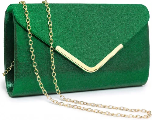 Vista 9 de Dasein Bolsos de noche para mujer, bolsos de mano formales para bodas, fiestas, bailes, bolsos con correa para el hombro y solapa con purpurina