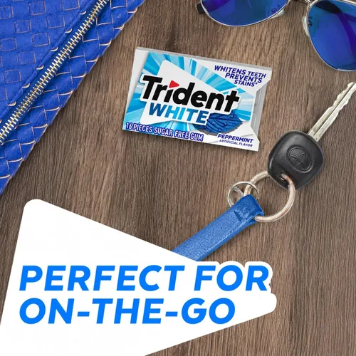 Vista 5 de Chicle Trident White de menta piperita sin azúcar, 9 paquetes de 16 piezas (144 piezas en total)