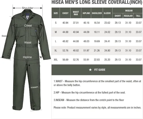 Vista 4 de HISEA Overol de manga larga para hombre, pantalones de construcción grandes y altos