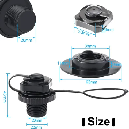 Vista 5 de Válvula de aire inflable para barco, 2 piezas de válvula de aire inflables para barcos, tapones de aire en espiral, tornillo de repuesto de inflado