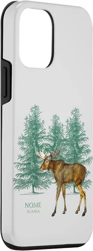 Vista 3 de Funda de recuerdo para iPhone 12 mini Nome Alaska Moose Lovers Trees de aspecto vintage