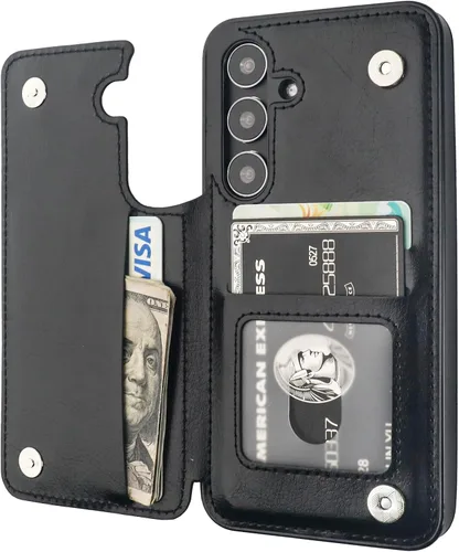 Vista 24 de ONETOP - Funda tipo cartera para Samsung Galaxy S22 con tarjetero, color negro Kickstand,ID/Cash Holder,Case Wallet with Card Slots,Double