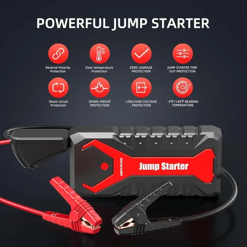Vista 4 de DBPOWER Arrancador portátil para coche de 5000A/80.66Wh, para motores de hasta 8.0 L gasolina y 6.5 L diesel, arrancador de batería de iones