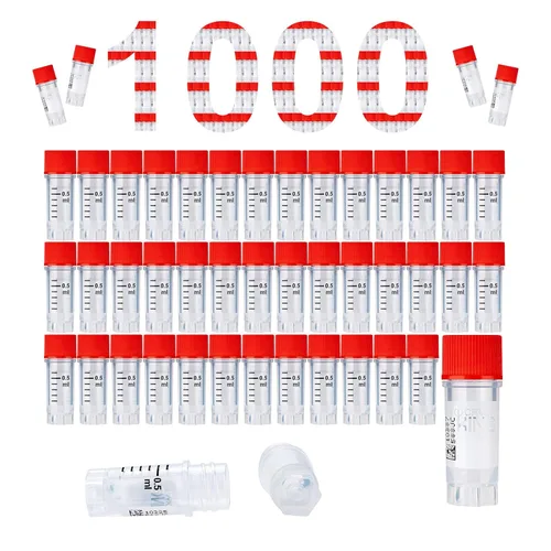 Vista 34 de Cryoviales de 0.0 fl oz, 25Pcs Cryotubes con código de barras lateral, frascos de esterilización con rosca externa, tubos de muestra con tapas Azul