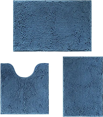 Vista 32 de Juego de alfombras de baño de 2 piezas, súper absorbente suave, gruesa, lavable en lavadora, alfombra de baño de chenilla antideslizante, alfombra