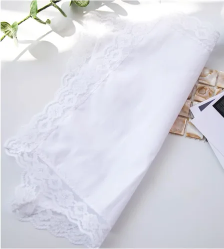 Vista 6 de Pañuelos de encaje de algodón blanco para mujer, pañuelos de boda