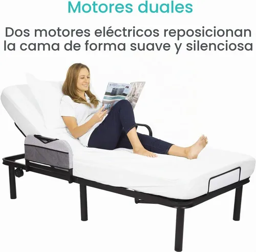 Vista 6 de Vive - Base de cama ajustable (individual) - Plataforma eléctrica de metal Marco de cama con base ajustable para colchón de hospital, control remoto