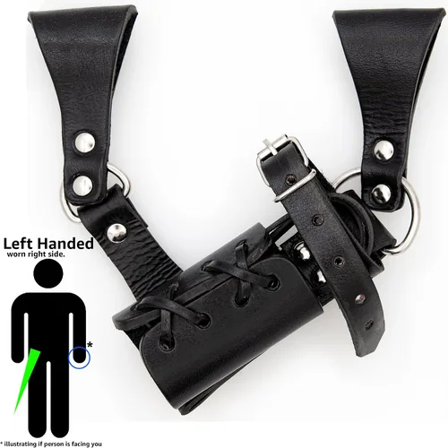 Vista 6 de Armory Replicas™ - Rana espada de cuero hecha a mano – Disfraz medieval LARP hebilla ajustable y cinturón de arma con cable soporte