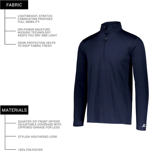 Vista 4 de Russell Athletic s Dri-Power - Sudadera ligera con cremallera de 14, ropa deportiva para protección solar de secado rápido