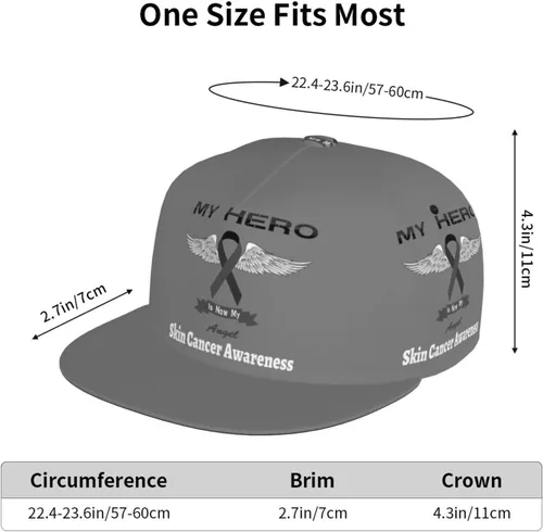 Vista 2 de My Hero is Now My Angel Skin Cancer Awareness Baseball Cap Four-Sided Printing Flat Bill Brim Cool Hip Hop Trucker Hat Men Women Adjustable Baseball