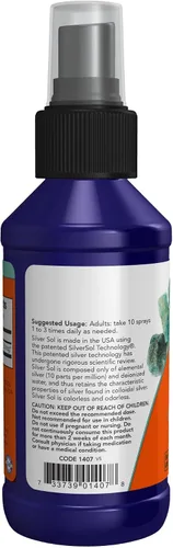 Vista 3 de NOW Foods Suplementos, Silver Sol 10 PPM con plata elemental y agua desionizada, líquido, 4 onzas