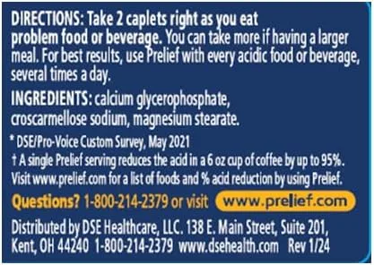 Vista 10 de Prelief Reductor de ácido, suplemento dietético caplets, 300 unidades, 60, 1, 1 Prelief can reduce up to 95 percent of acrid from "trigger foods