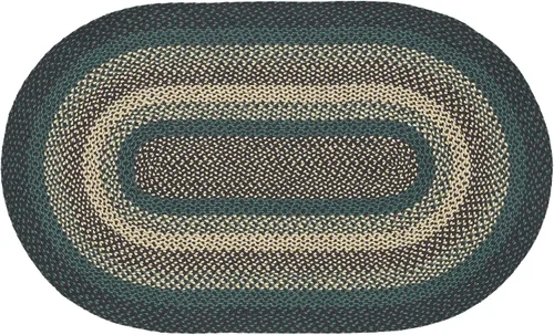 Vista 14 de VHC Brands Pine Grove, alfombra trenzada de yute, tapete de medio círculo, verde, 16.5 x 34 pulgadas
