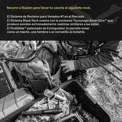 Vista 2 de Illusion Systems Extintor Llamador de Ciervos y Sistema de Vibración de Bastidor Negro - Tecnología Patentada Modislide y Bone-Core - Aprobado por