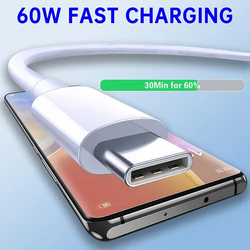 Vista 2 de Cable USB C a USB C de 60 W, paquete de 5 unidades a granel [5 x 3.3 pies] de carga rápida, cable tipo C compatible con teléfono 15/16 Pro/Max