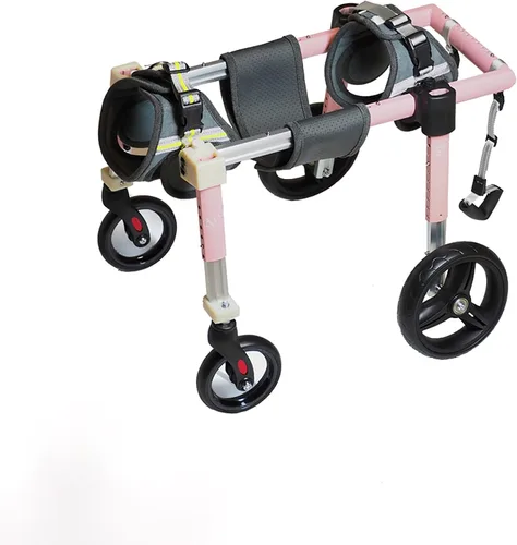 Vista 8 de Silla de ruedas para perro de 4 ruedas, ajustable, silla de ruedas para perro con patas traseras, silla de ruedas para patas delanteras, apoyo
