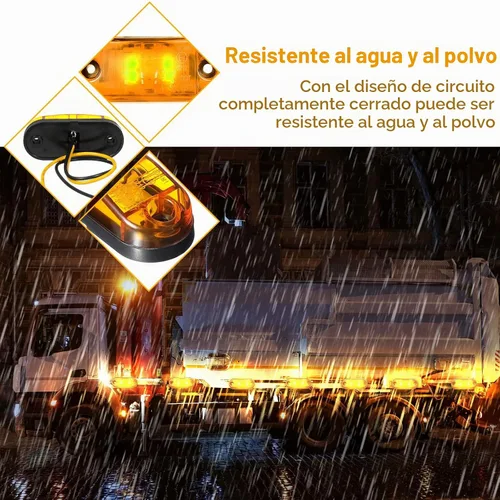Vista 5 de Tallew 10 luces LED de remolque de 2.5 pulgadas, 2 diodos, impermeables, LED, marcador lateral, señal ovalada, luces de circulación para camión Ámbar